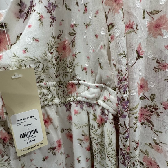Francesca's Collections Pink and Cream Floral Dress - Picture 2 of 3